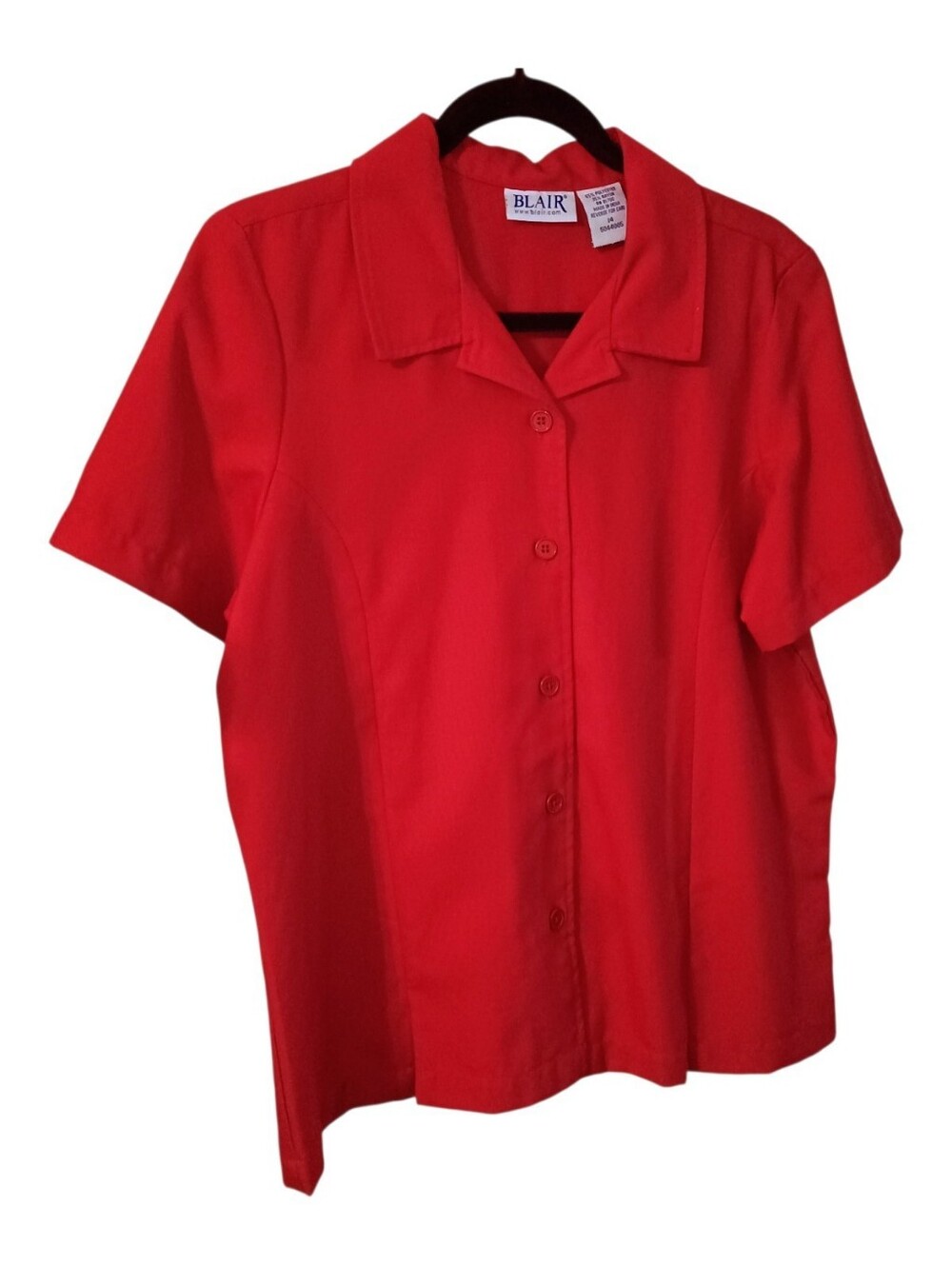 BLAIR Blouse, Red, Short Sleeves, Women's Size 14, Pre-owned